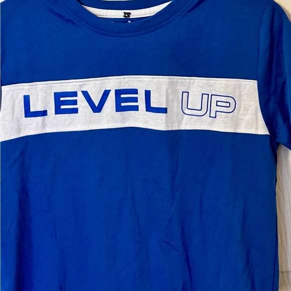 EUC Pacific Blue Level Up T Shirt Size 14/16 Short Sleeve Spring Boys Summer - Picture 2 of 4